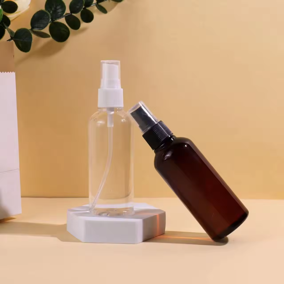 Factory Direct Sales 100ml Round Fine Mist Pet Plastic Spray Bottle for Cosmetic Packaging