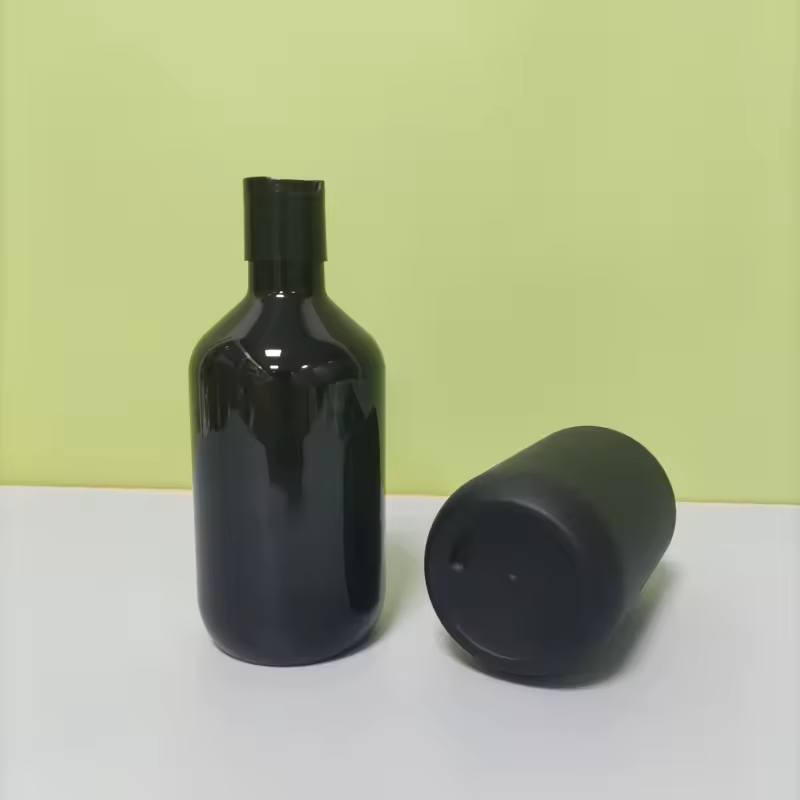 Custom Luxury Matte Black Frosted PET Plastic Emulsion Pump Bottle 500ml Shampoo Bottle Cosmetic Packaging