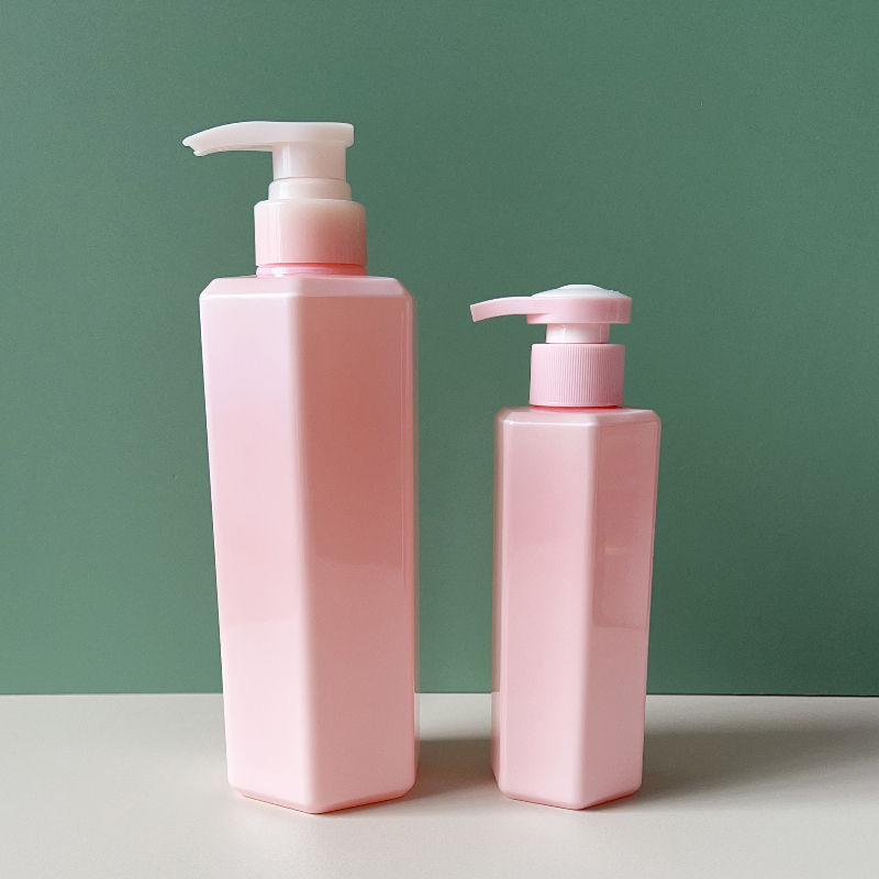 200ml-600ml Hexagonal PET Plastic Body Wash Bottle Pressure Pump Body Lotion Bottle Shaped Design