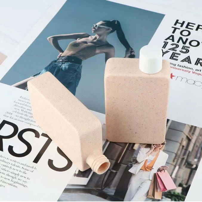 100ml Eco-friendly square Wheat Straw HDPE Biodegradable Squeeze Bottle for Lotion