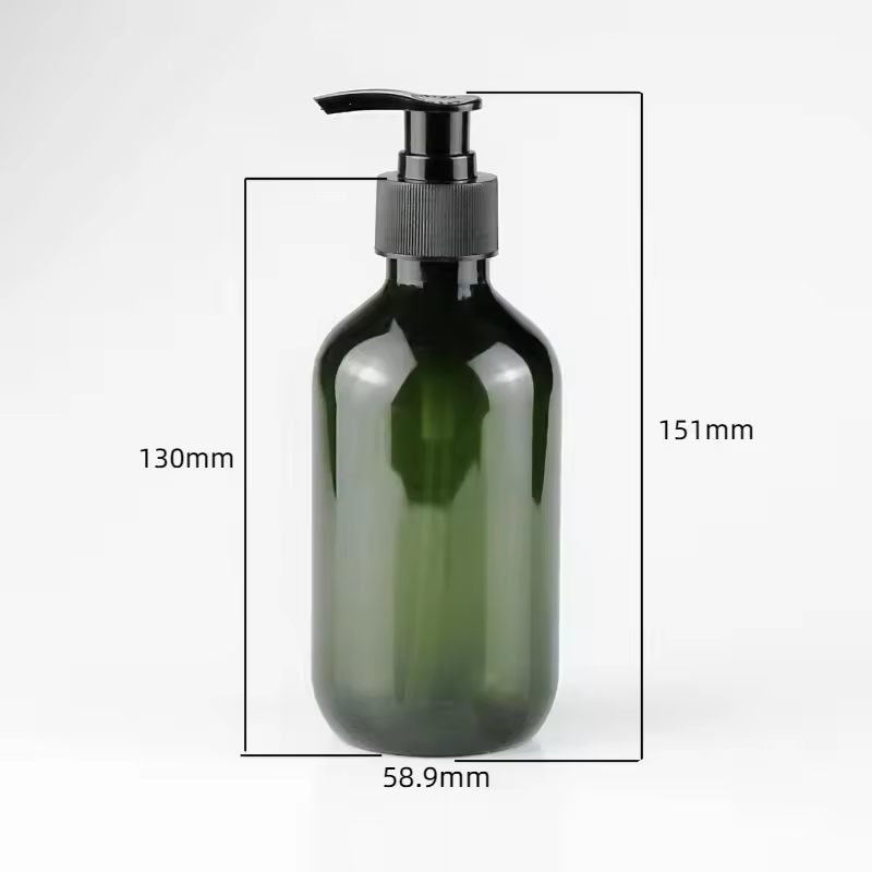 Wholesale 250ml 360ml Empty Hand Wash Bottle Green Pet Plastic Shampoo Lotion Pump Bottle Conditioner Plastic Bottle