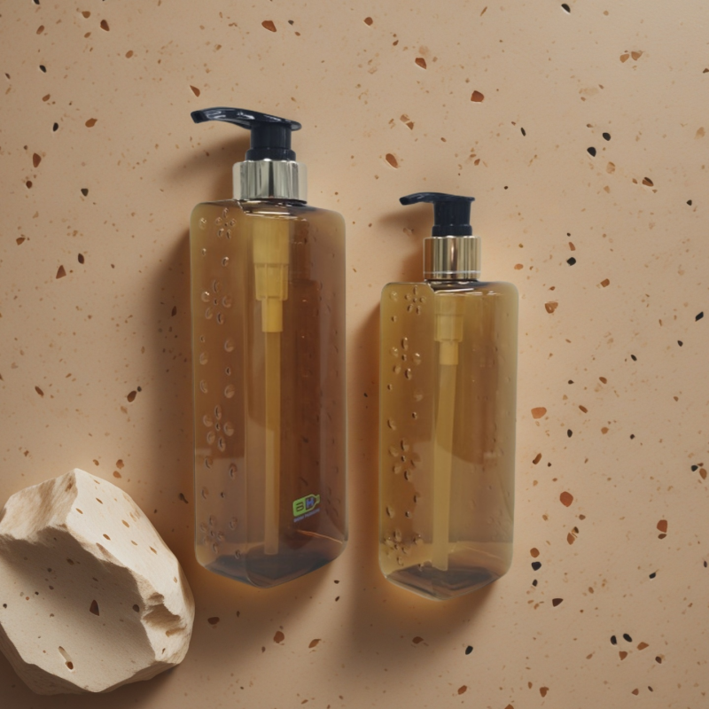 Custom Luxury 300ml 500ml PETG Plastic Pump Bottle Shampoo Shower Gel Body Wash Square Bottle