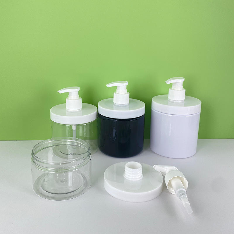 150ml-600ml PET Plastic Pump Bottle Shampoo Shower Gel Jar With Pump