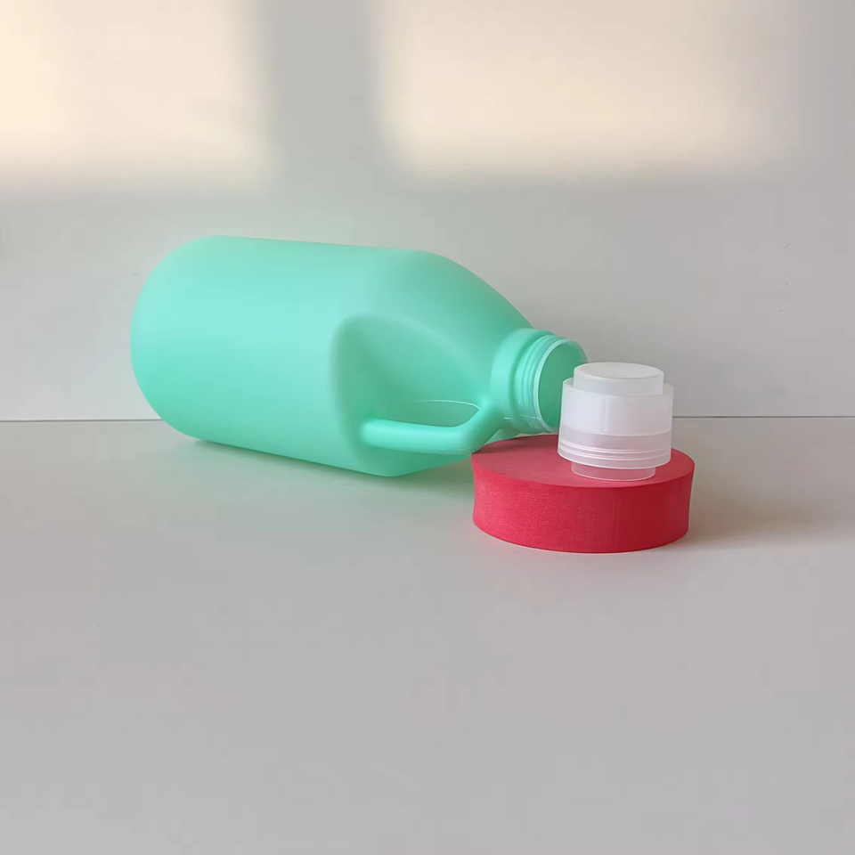 Custom 1895ml White Round Empty HDPE Plastic Household Laundry Detergent Bulk Bottle