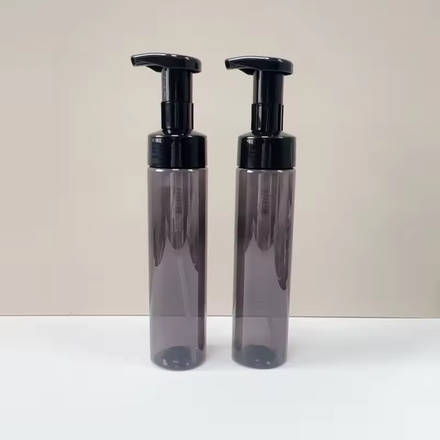 New 250ml Pet Mousse Foam Bottle Clear Black Plastic Foam Pump Bottle Cosmetic Packaging Plastic Bottle