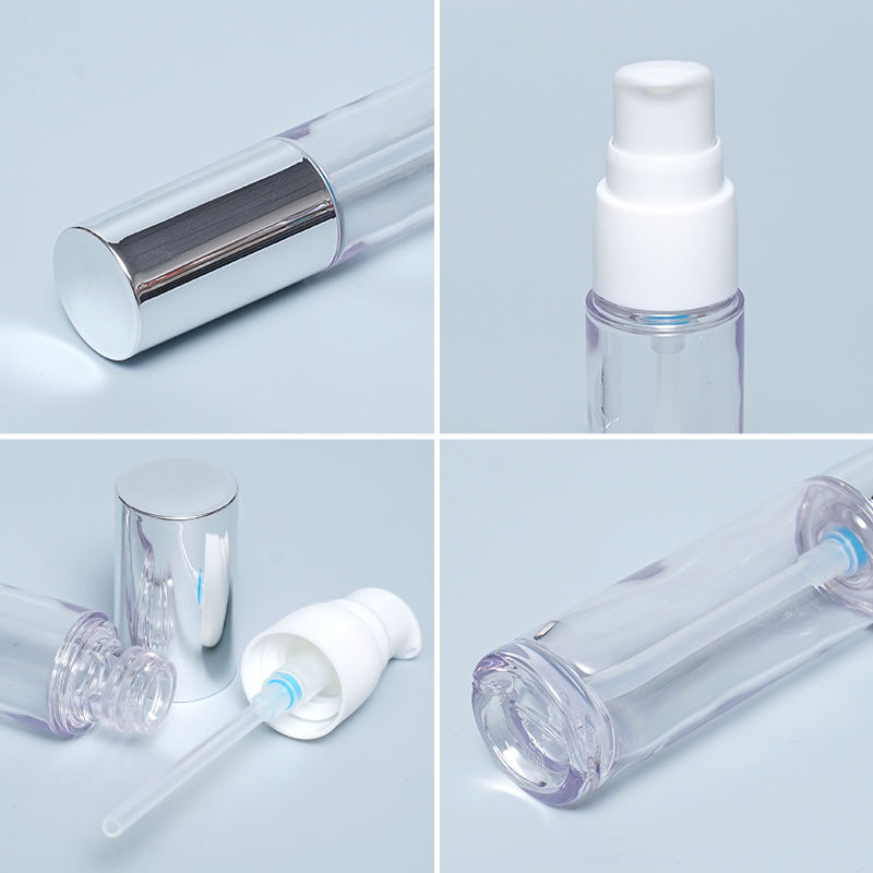 Luxury Custom Spray Pump Lotion Plastic Petg Bottles With Electroplated Cover