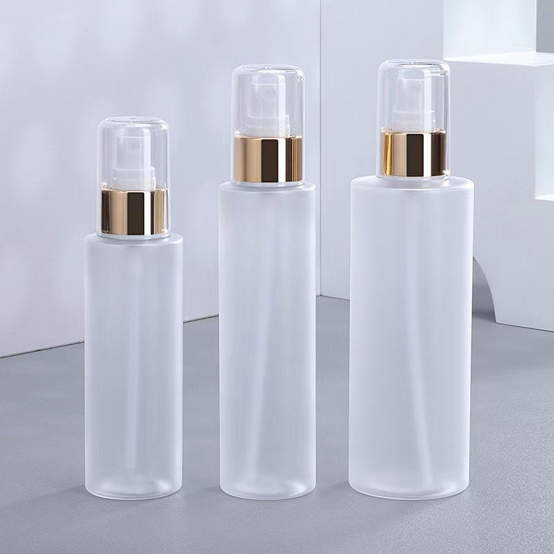Factory Direct 100ml 120ml Pet Clear Scrub Round Flat Shoulder Skin Care Cosmetic Toner Spray Spray Bottle