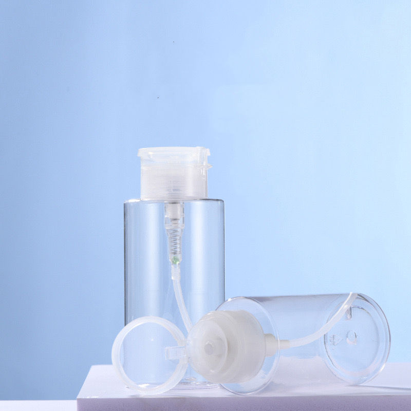 PET Plastic Eye Makeup Remover Bottle Empty 200ml Cosmetic Toner Nail Polish Makeup Remover Bottle With Pressure Pump