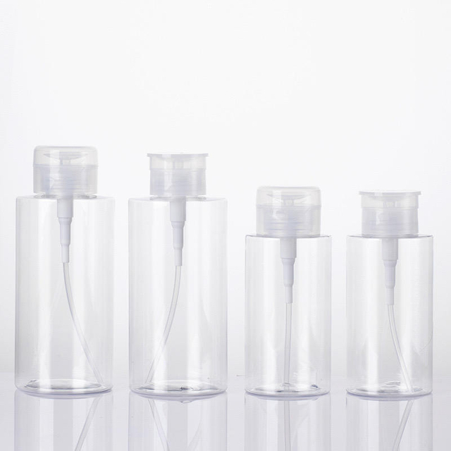 PET Plastic Eye Makeup Remover Bottle Empty 200ml Cosmetic Toner Nail Polish Makeup Remover Bottle With Pressure Pump