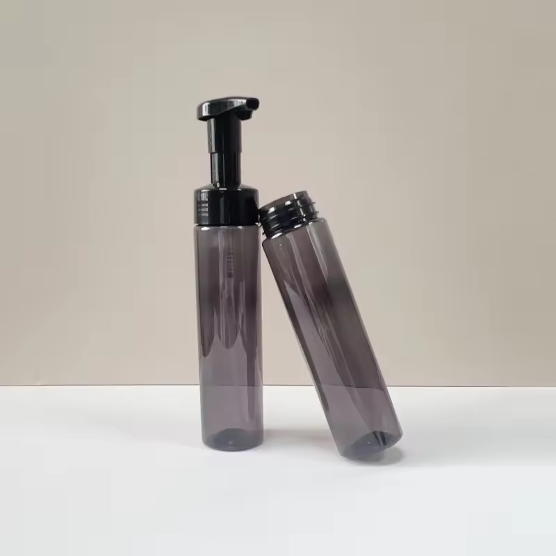 New 250ml Pet Mousse Foam Bottle Clear Black Plastic Foam Pump Bottle Cosmetic Packaging Plastic Bottle