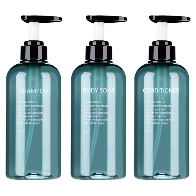 Wholesale 200ml 300ml Empty Hand Wash Bottle Green Pet Plastic Shampoo Lotion Pump Bottle Conditioner Plastic Bottle 50ml