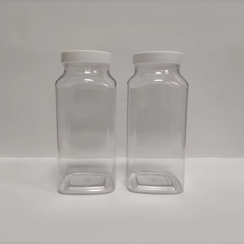 Factory in Stock 16oz PET Plastic Square Bottle Wide Mouth Packaging Bottles