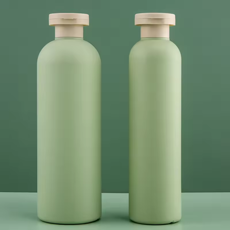 300ml to 650ml HDPE Plastic Green Round Bottle Body Wash and Body Lotion Packaging for Cosmetic Plastic Containers