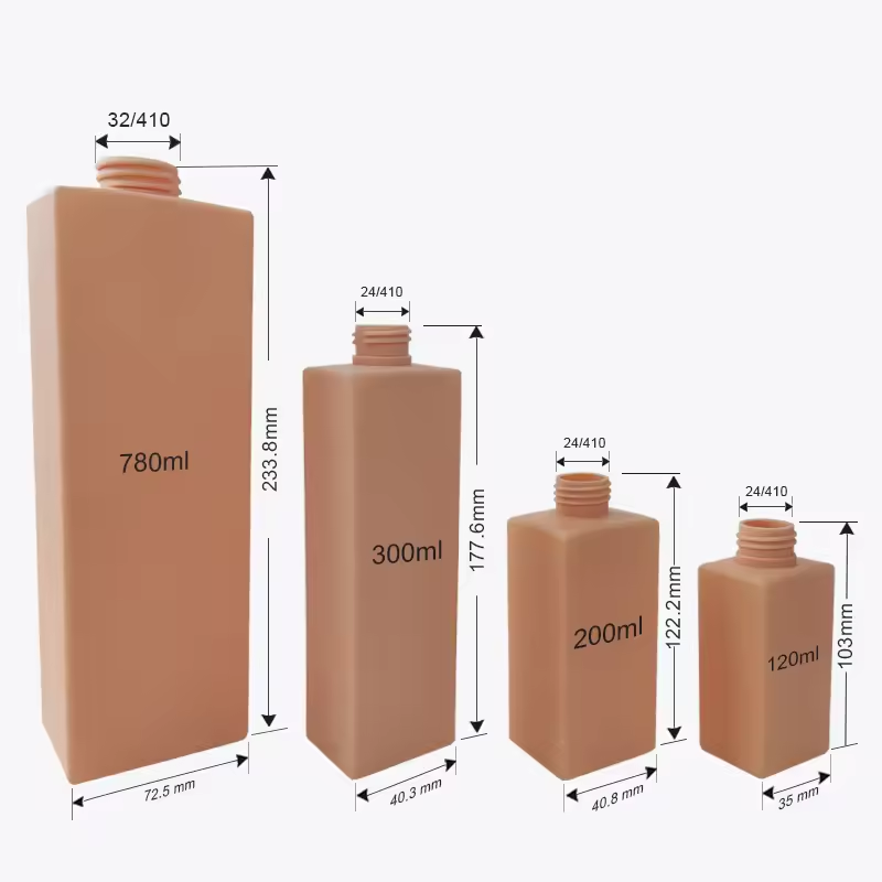 120/200/300/400/500/780/1000ml HDPE square Hand Lotion Shower Gel Press Body Lotion Bottle