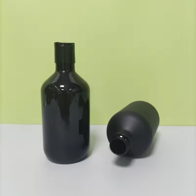 Custom Luxury Matte Black Frosted PET Plastic Emulsion Pump Bottle 500ml Shampoo Bottle Cosmetic Packaging