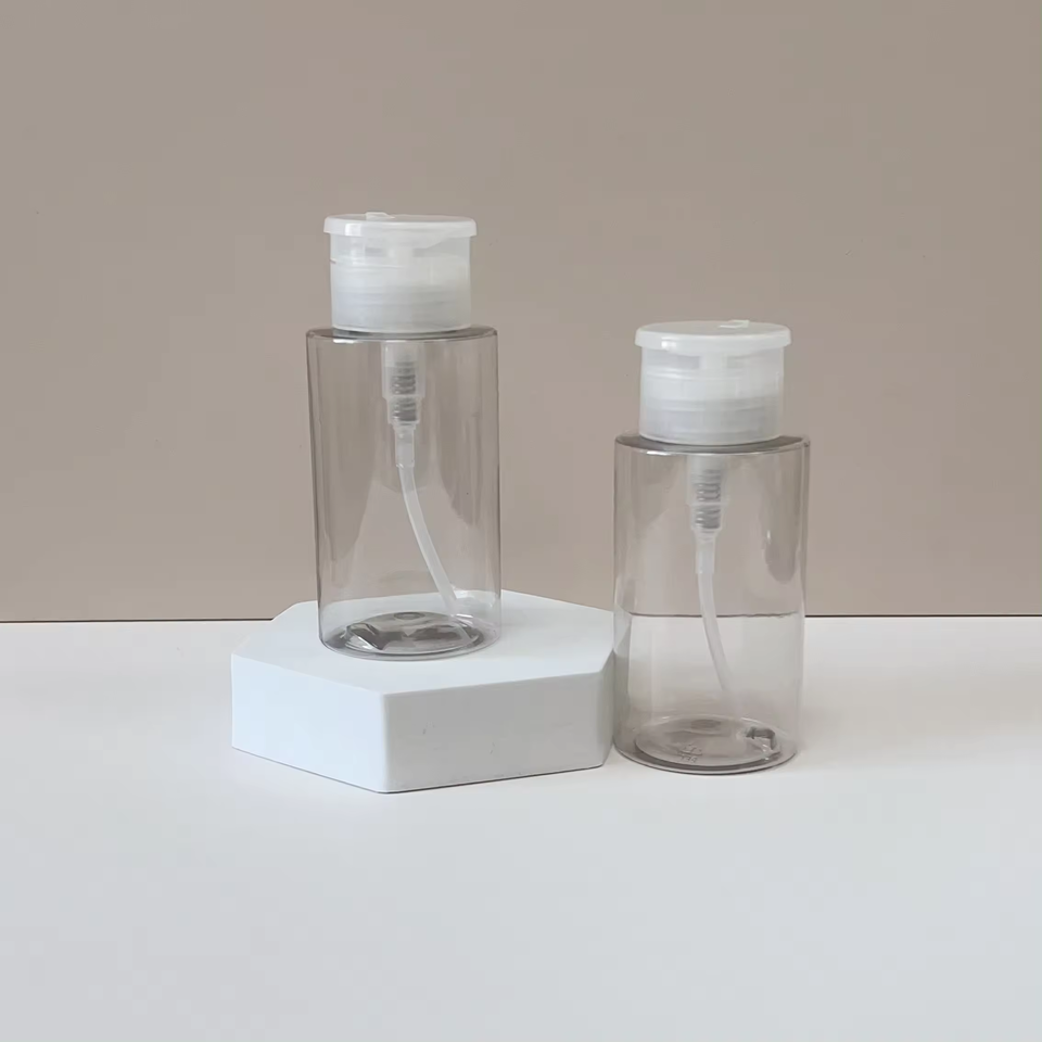 Luxury Empty 200ml Skin Toner Plastic Bottle Empty Push Down Eye Makeup Nail Polish Remover Pump Bottle