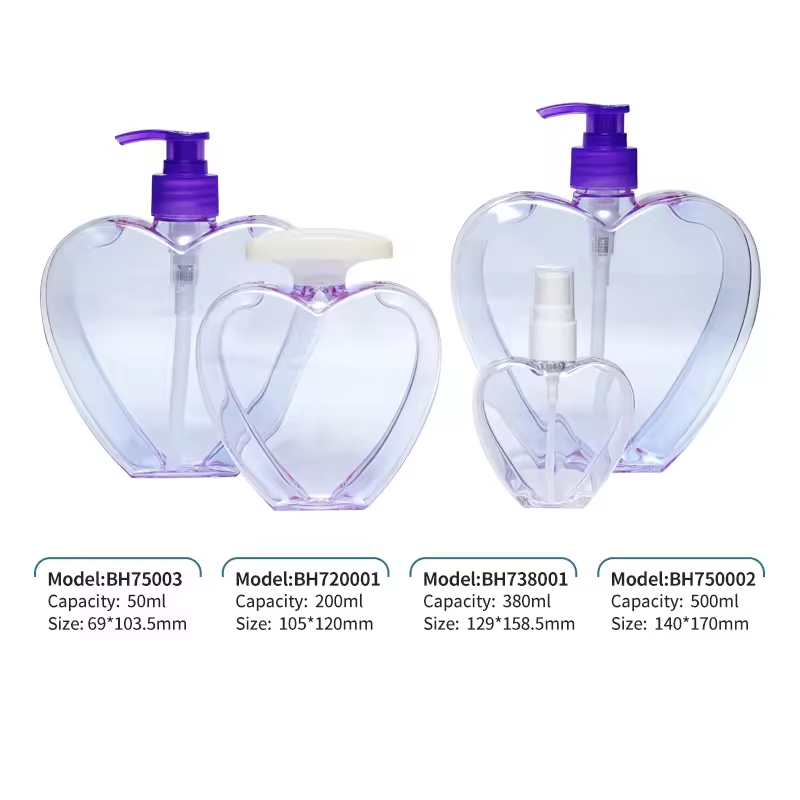 50ml 200ml 380ml 500ml Petg Shampoo Shower Gel Cosmetic Packaging Heart Shaped Plastic Bottle