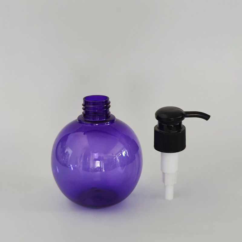 150ml/350ml Clear Skin Cream Cosmetic Packaging PET Spherical Plastic Shampoo Bottle With Emulsion Pumple