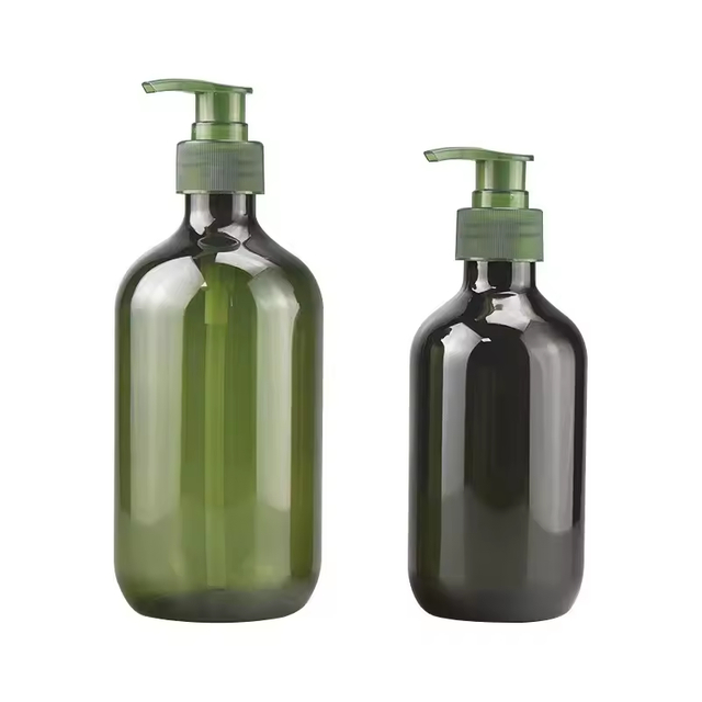 Wholesale 250ml 360ml Empty Hand Wash Bottle Green Pet Plastic Shampoo Lotion Pump Bottle Conditioner Plastic Bottle