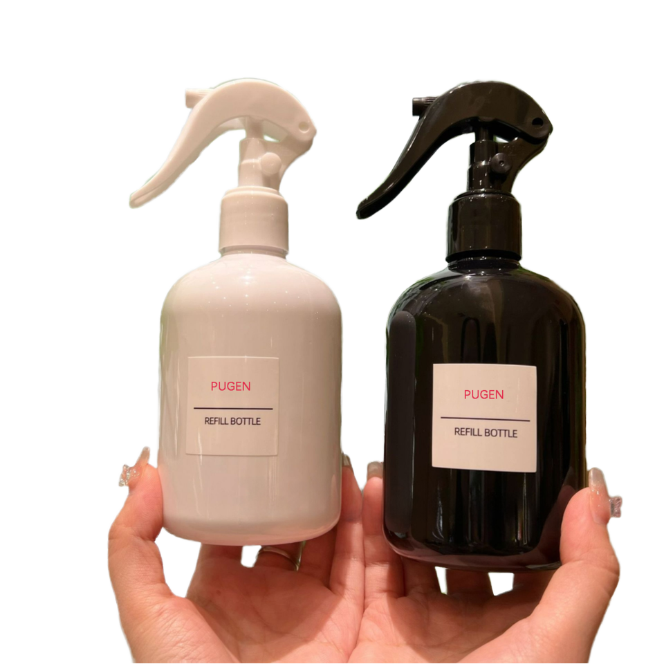 300ml Black White Fine Fog Spray Bottle with Hand Button for Facial Cleanser Face