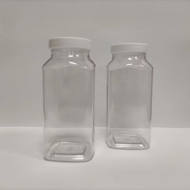 Factory in Stock 16oz PET Plastic Square Bottle Wide Mouth Packaging Bottles