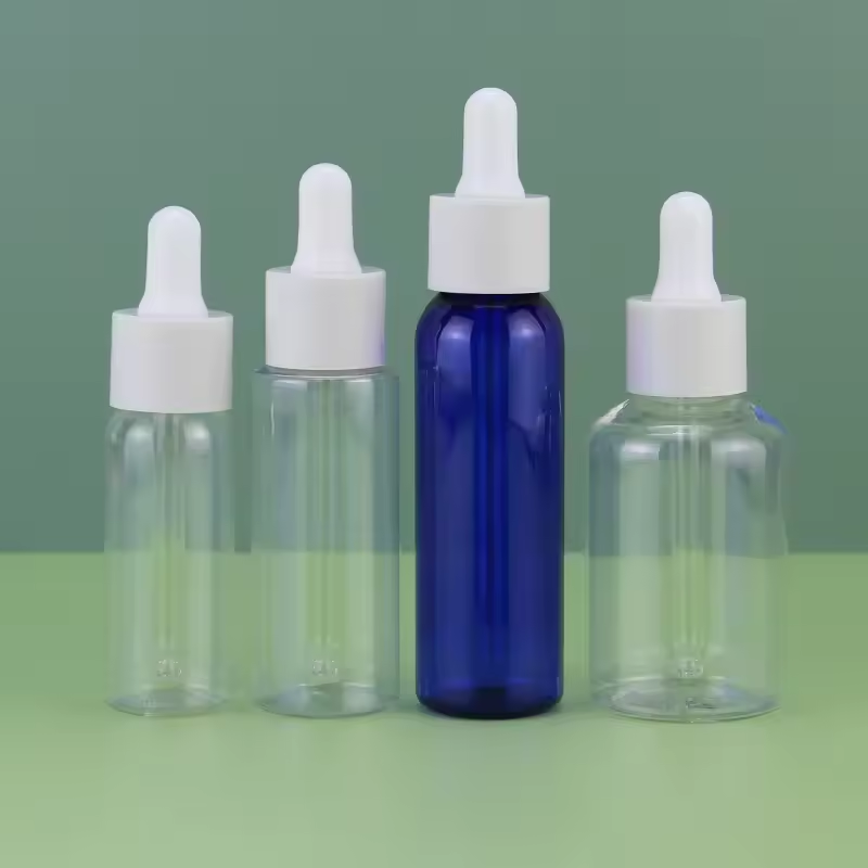 Wholesale Round Transparent Glass Dropper Bottle 20ml 30ml 50ml Oil Bottle Cosmetic Packaging Plastic Bottle