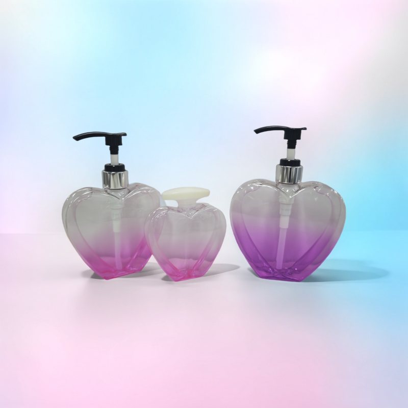 Luxury 50ml 200ml 380ml 500ml Petg Shampoo Shower Gel Cosmetic Packaging Plastic Heart Shaped Bottle