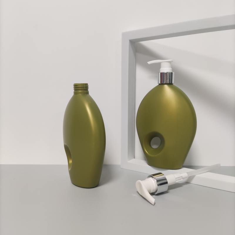 Customized 300ml Shower Gel HDPE Bottle With Handle for Shampoo Flat Plastic Empty Lotion Pump Bottles