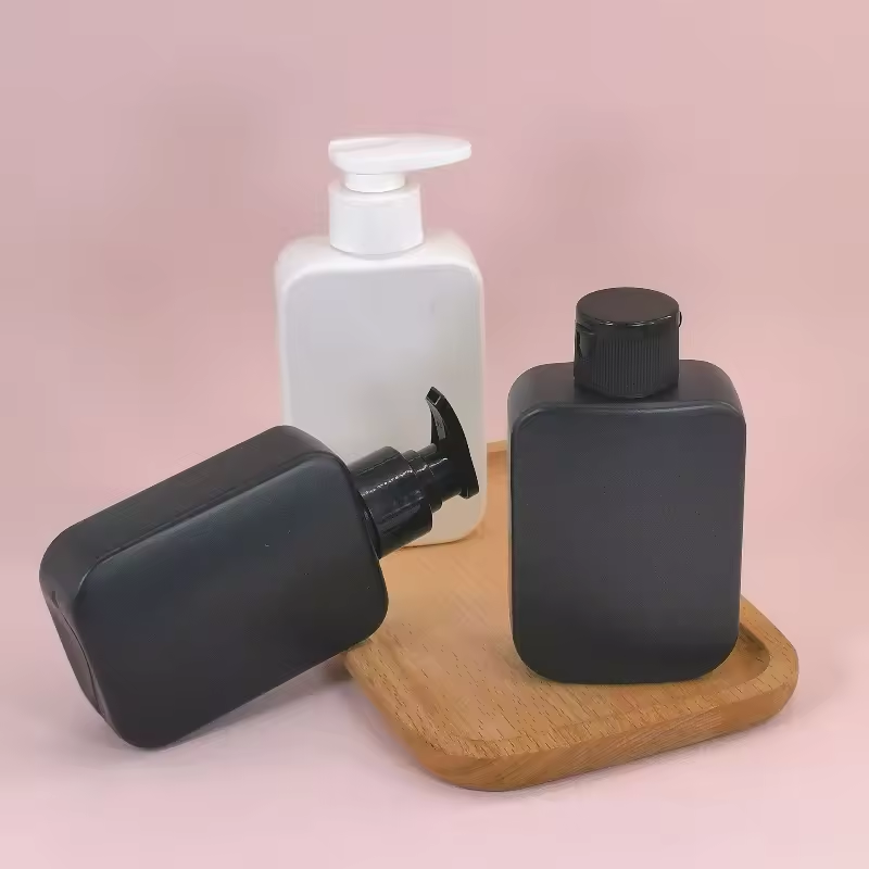 Cosmetic Packaging Empty HDPE Plastic 300ml Liquid Packaging Shampoo Bottle Skin Care Packaging square Plastic Shampoo Bottle