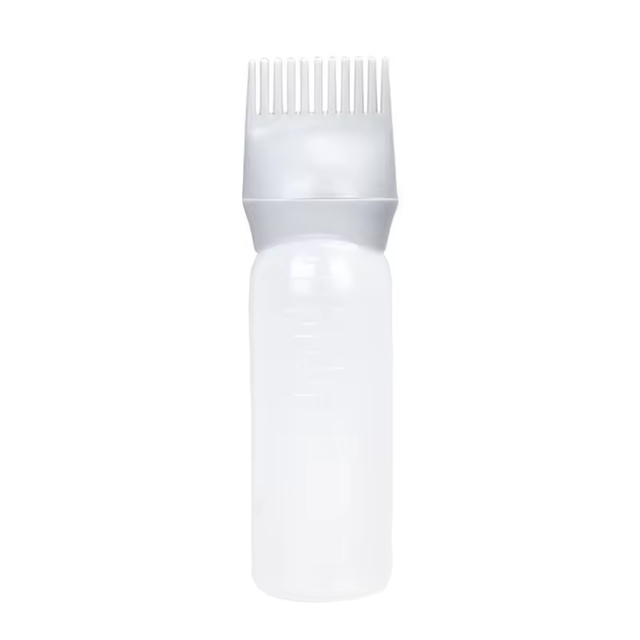 Custom 200ml 300ml 500ml PE Hair Oil Bottle With Comb Eco-friendly Plastic Salon Hair Baster With Comb
