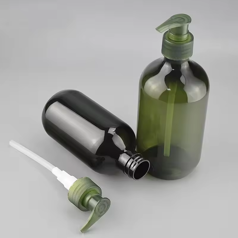 Wholesale 250ml 360ml Empty Hand Wash Bottle Green Pet Plastic Shampoo Lotion Pump Bottle Conditioner Plastic Bottle