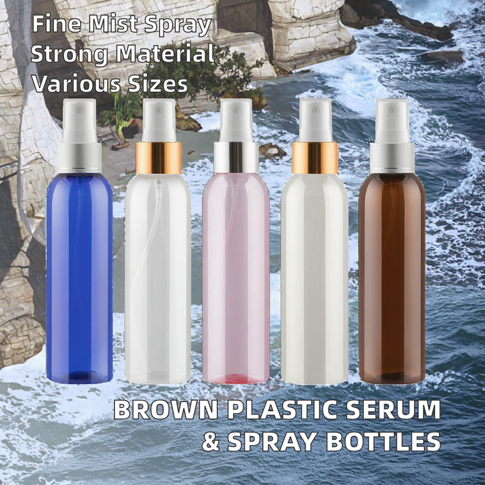 Skincare Hair Spray Cosmetics Empty Bottles Fine Mist 10ml-1000ml Brown Plastic Serum Containers