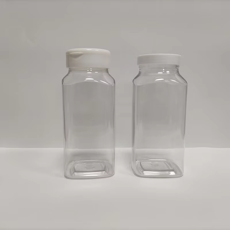 Factory in Stock 16oz PET Plastic Square Bottle Wide Mouth Packaging Bottles