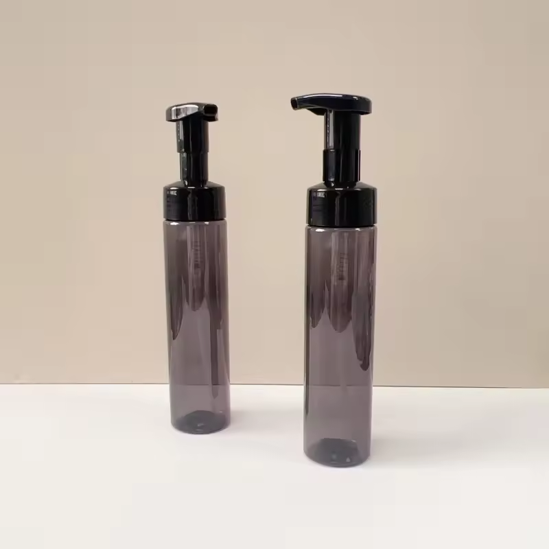 New 250ml Pet Mousse Foam Bottle Clear Black Plastic Foam Pump Bottle Cosmetic Packaging Plastic Bottle
