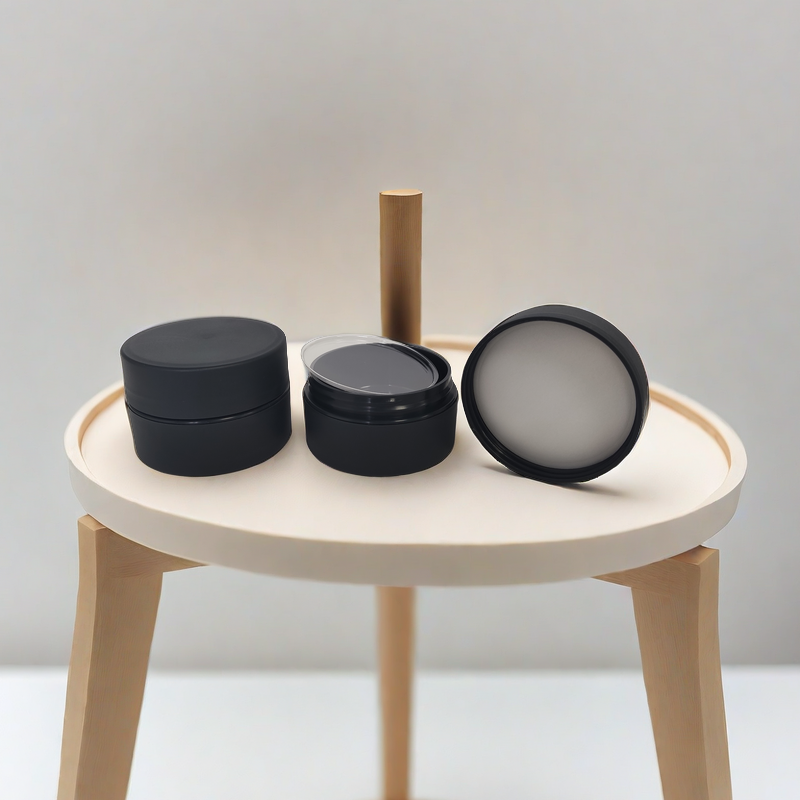 60g Matte Black Cosmetic Jar Packaging With Box Empty Face Mask Packaging Cosmetic Double Deck 2oz Jar