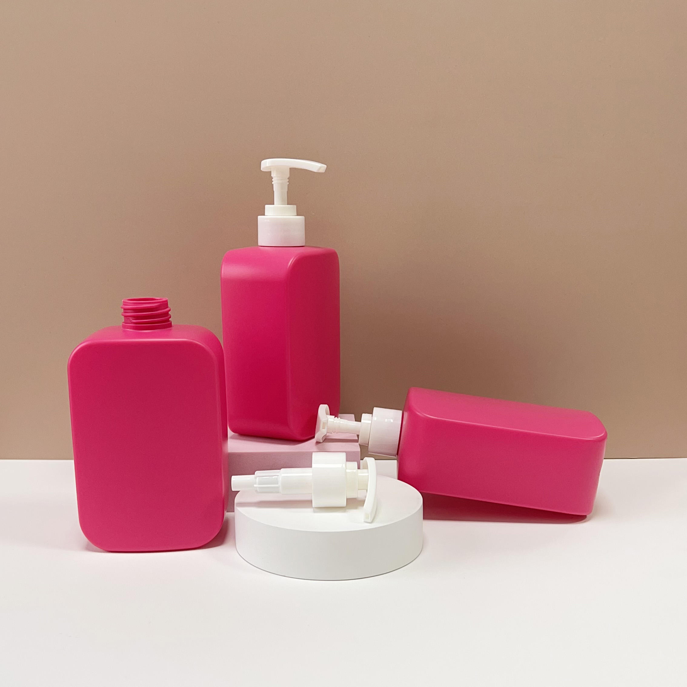 Factory Supply Cosmetics Packaging Container 450mlHDPE Empty Packaging square Plastic Shampoo Bottle Emulsion