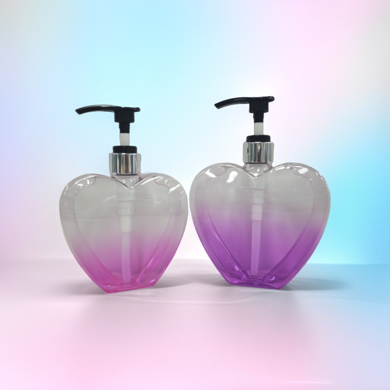 Luxury 50ml 200ml 380ml 500ml Petg Shampoo Shower Gel Cosmetic Packaging Plastic Heart Shaped Bottle