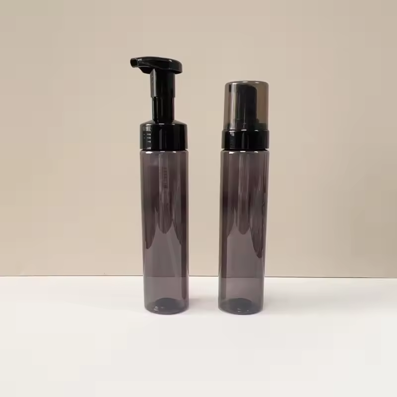 New 250ml Pet Mousse Foam Bottle Clear Black Plastic Foam Pump Bottle Cosmetic Packaging Plastic Bottle