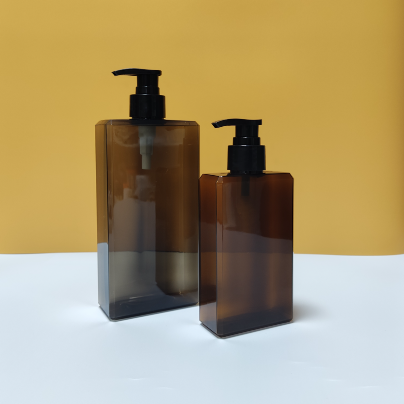 New High Quality 30ml 150ml 260ml 500ml PETG Plastic square Amber Shampoo Plastic Bottle