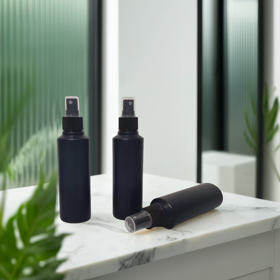 Factory Direct Empty 150ml HDPE Black Spray Plastic Bottle With Mist Sprayer
