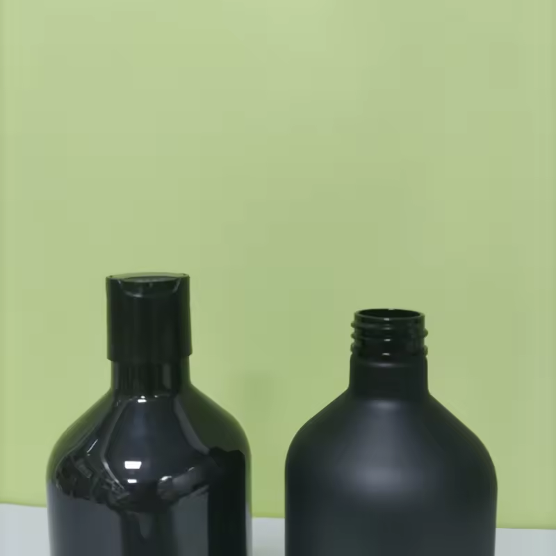 Custom Luxury Matte Black Frosted PET Plastic Emulsion Pump Bottle 500ml Shampoo Bottle Cosmetic Packaging