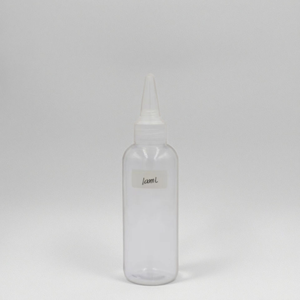 Transparent PET Hair Oil Bottle with Pump Sprayer 100ml-500ml Plastic Squeeze Pointed Mouth Bottle Sizes
