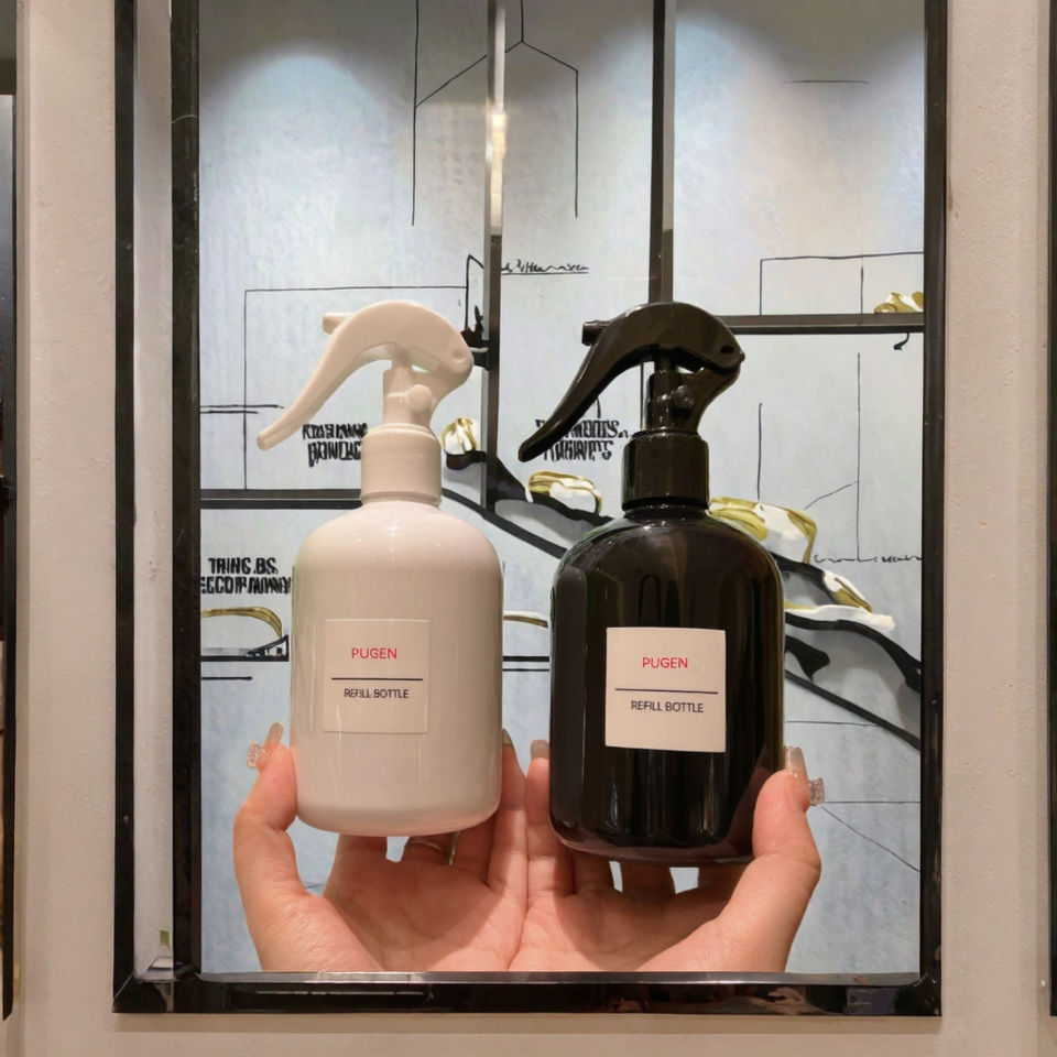 300ml Black White Fine Fog Spray Bottle with Hand Button for Facial Cleanser Face