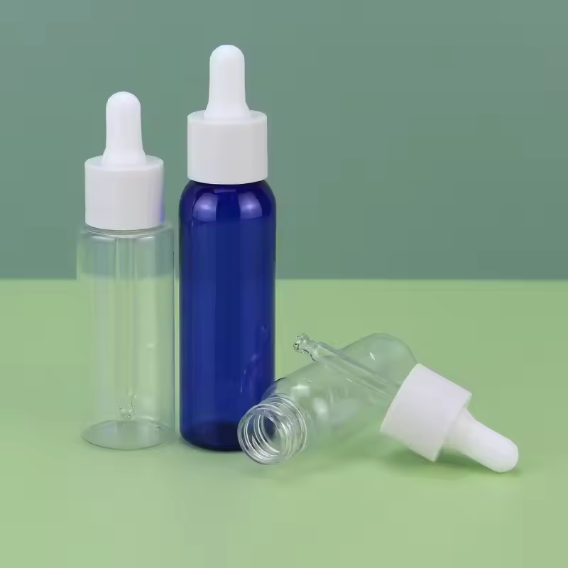 Wholesale Round Transparent Glass Dropper Bottle 20ml 30ml 50ml Oil Bottle Cosmetic Packaging Plastic Bottle