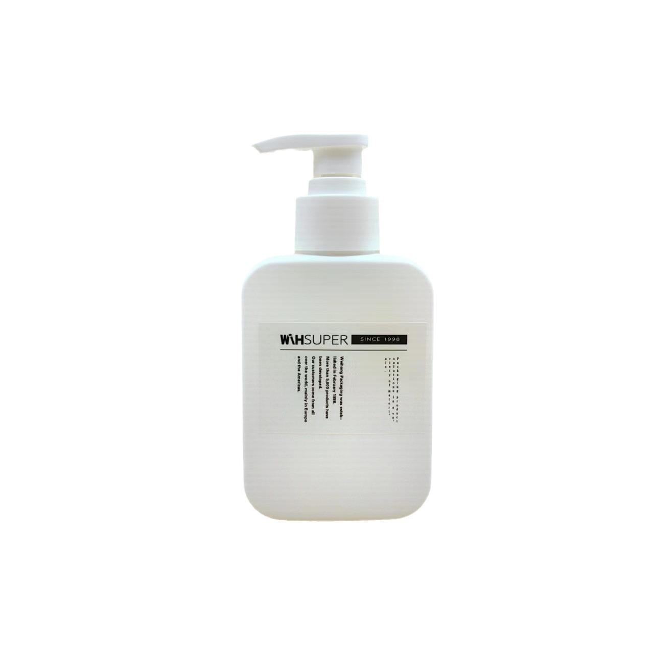 High Quality Flat Square Shape Solid White Plastic Pump Bottles 100ml 200ml Shower Gel Hair Shampoo Bottle