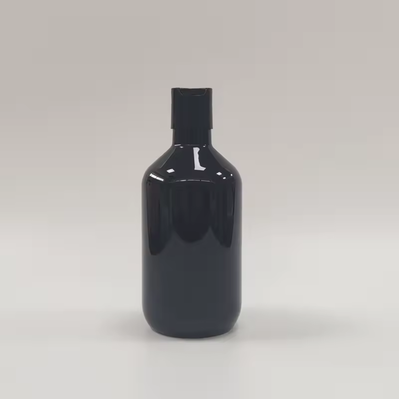 Custom Luxury Matte Black Frosted PET Plastic Emulsion Pump Bottle 500ml Shampoo Bottle Cosmetic Packaging
