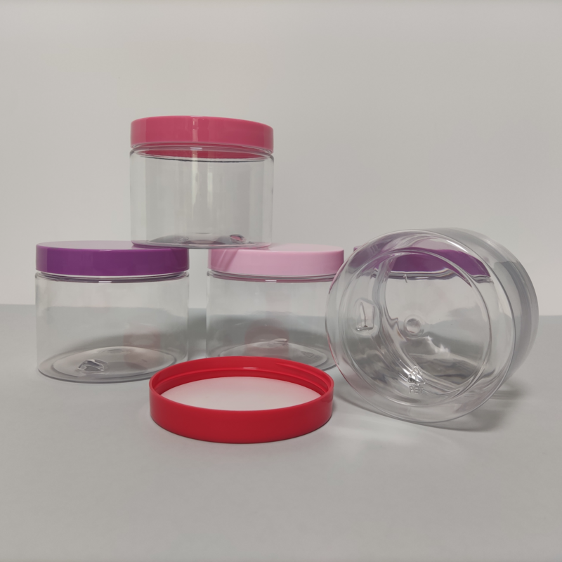 Wholesale Cosmetic Food Packaging 100ml 150ml 200ml 300ml 500ml Amber Black Pet Plastic Cosmetic Cream Jar With Lid