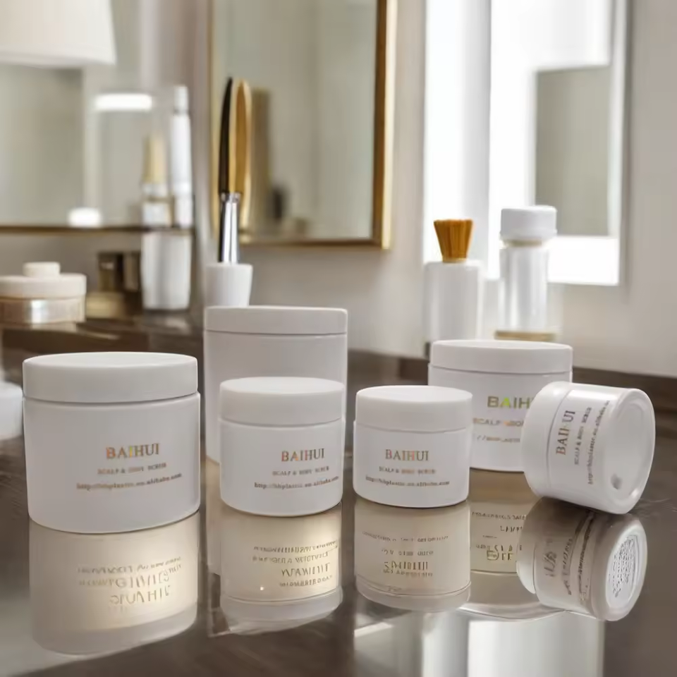 Custom Luxury 30ml to 600ml White Pet Matte Round Wide Mouth Plastic Body Butter Cleansing Cream Jar With Lid