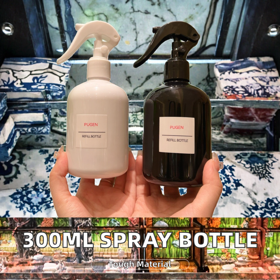 300ml Black White Fine Fog Spray Bottle with Hand Button for Facial Cleanser Face