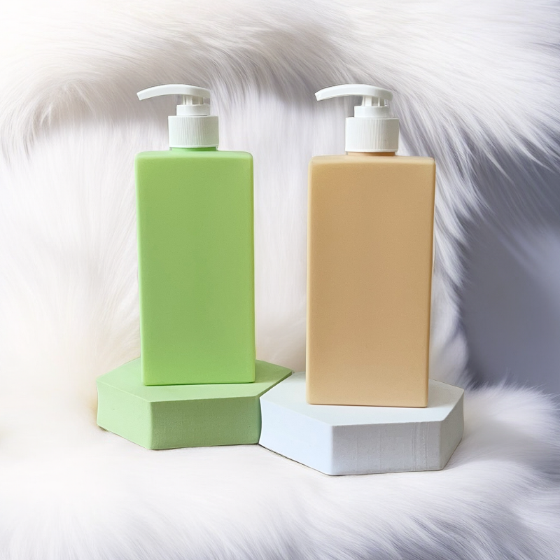 Factory Custom Hdpe 500ml Flat Soft Touch square Shampoo Bottle